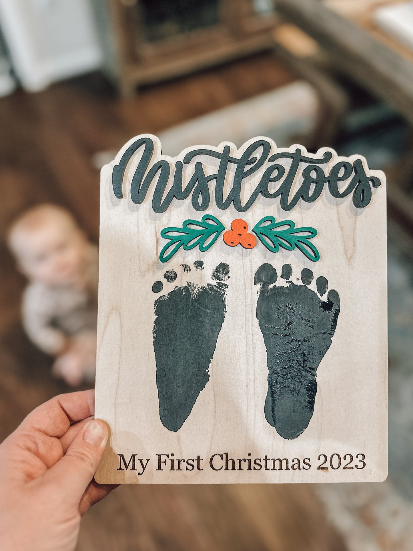 Mistletoe's Baby Footprint Plaque